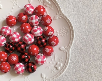 16mm Rote Farbe Geometrische Polygon Holzperlen - Gefärbte Perlen - Holzperlen - 4 Farben
