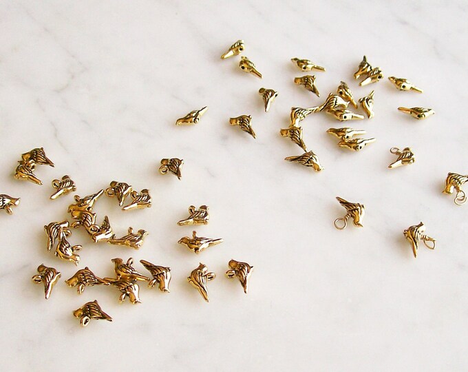 Bird Beads Charms Gold Vermeil Jewelry Supplies 46 Pcs Etsy