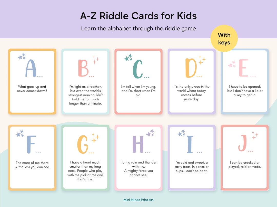 Printable Riddle Cards for Kids Alphabet Flashcards Alphabet Printable ...