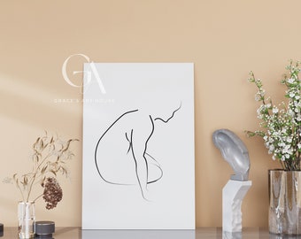 Pose 1 Original Woman Line Drawing, Minimalist Wall Art, Female Line Art Print, Body Line Art, Abstract Line Drawing Print, Feminine Poster