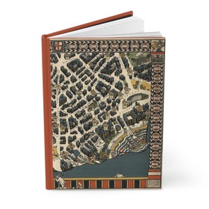 Carte illustrée des théâtres de Londres, journal à couverture rigide A5 mat avec pages lignées, carnet de notes pour agenda carnet de croquis, cadeau pour écrivains