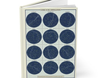 Constellations Chart Hardcover Journal Matte - Astronomy Lined Notebook - Star Chart Gift
