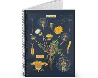 Make a Wish Dandelion Notebook, 6x8 Ruled Pages, Inspirational Journal, Unique Gift for Dreamers