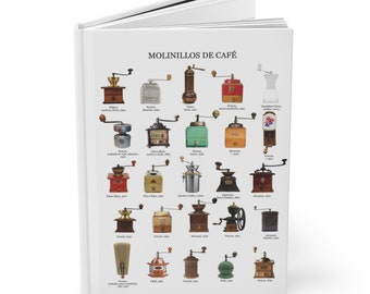 A5 Coffee Grinder Themed Notebook - Hardcover with Ruled Pages - Perfect Journal for Coffee Enthusiasts - Unique Gift