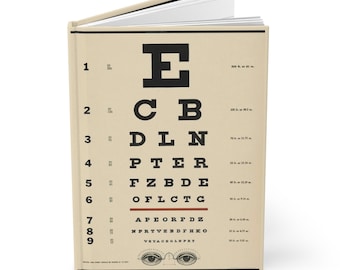 Snellen Chart A5 Notebook - Vintage Optometrist Hardcover Journal for Daily Notes, Unique Eye Doctor Gift