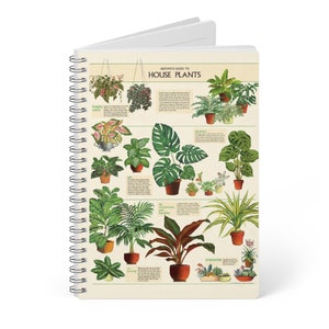 House Plant Themed Notebook, A5 Wirobound Softcover with Ruled Pages, Unique Gift for Plant Lovers