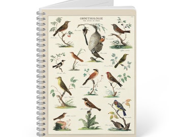 Ornithologie, The Study of Birds, Wirebound Softcover Notebook, A5 Size Blank Sketchbook