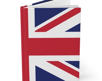 Union Jack Hardcover Journal, Matte A5 Ruled Notebook for Daily Writing, Unique British Gift