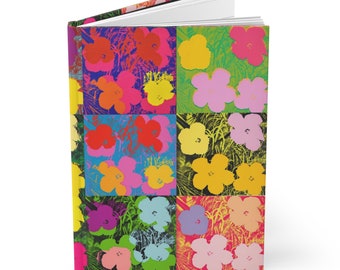 Warhol Flowers A5 Journal - Art Inspired Hardcover Notebook with Ruled Pages for Creative Writing - Unique Artist Gift