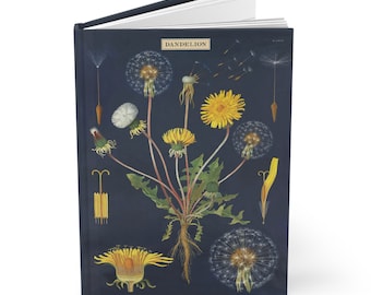 Dandelion Hardcover Journal - A5 Matte Finish Notebook with Ruled Pages for Daily Reflections, Unique Botanical Gift