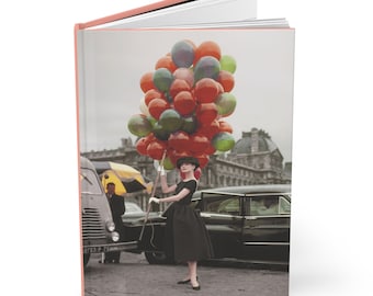 Funny Face Balloons A5 Hardcover Notebook, Audrey Hepburn Movie Poster Design, Perfect for Notes and Journaling, Classic Cinema Lover's Gift