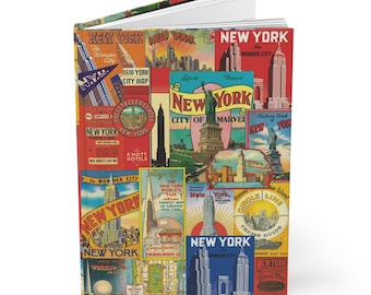 New York City Journal Hardcover - A5 Matte Vintage Postcard Design, Perfect for Writing & Memories, Ideal Travel Gift