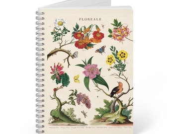 Floreale Notebook, A5 Wirebound Softcover, Elegant Floral Design, Lined Pages for Note-Taking, Gift for Writers
