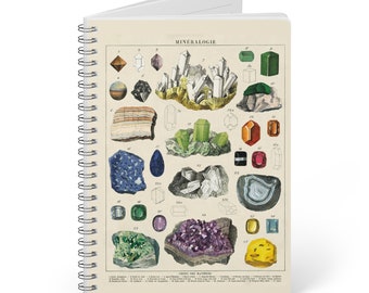 Vintage Mineralogy Chart Notebook - A5 Wirobound, Ruled Pages for Science Lovers, Unique Gift for Students and Teachers