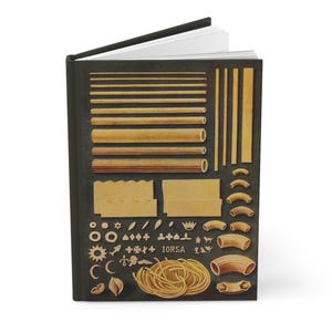 Hardcover dagboek met Italiaanse pasta-thema, vintage kaart mat 5,75 x 8 inch, perfect dagboek voor fijnproevers, uniek cadeau
