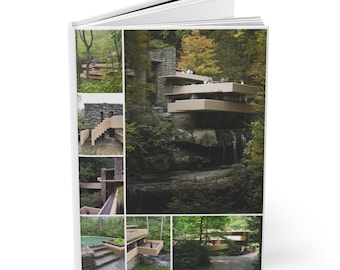 Fallingwater House Journal - Frank Lloyd Wright A5 Hardcover, Lined Pages for Artistic Writing, Architectural Gift