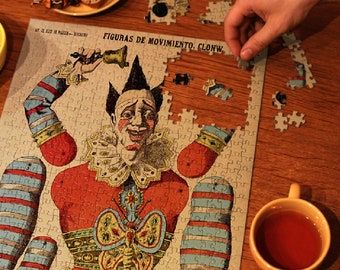 Vintage Clown Jigsaw Puzzle, Engaging Paper Doll Design, Perfect for Family Game Nights or Unique Collector's Gift