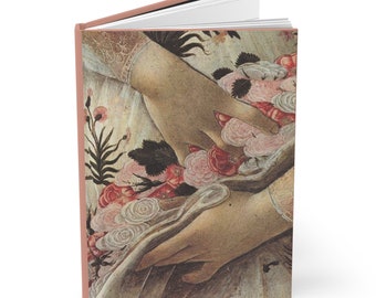 Flora Hands A5 Hardcover Journal, Matte Cover inspired by Botticelli La Primavera, Perfect for Creative Writing, Unique Art Lover's Gift