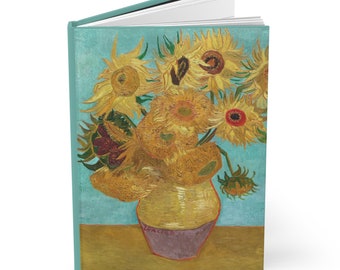 Van Gogh Sunflowers Hardcover Journal - A5 Matte-finish Art Notebook for Daily Reflection - Artistic Writing Gift