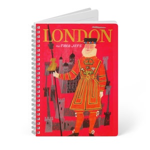 London Beefeater Journal - A5 Wirebound Notebook, Charming Travel Themed Ruled Diary, Unique Traveler's Gift Idea