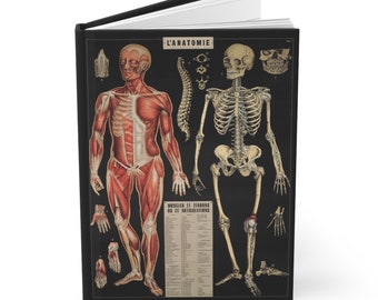 Vintage Anatomy Hardcover Journal - A5 Matte Finish with Lined Pages for Medical Students Gift