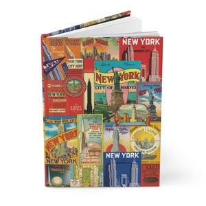 A5 Hardcover Journal with Vintage New York Scene, Matte Finish Notebook for Journaling, Unique Birthday Gift for Travellers