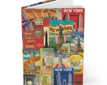 A5 Hardcover Journal with Vintage New York Scene, Matte Finish Notebook for Journaling, Unique Birthday Gift for Travellers