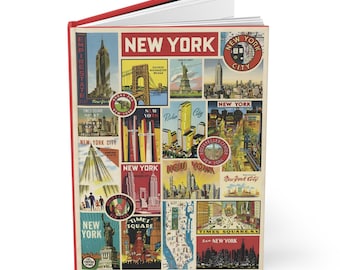 New York Hardcover Journal - Vintage City A5 Notebook - Ruled Pages for Writing - Ideal Travel Gift