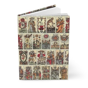 Diario de mosaico de cartas del tarot / Cuaderno de cartomancia A5 con páginas rayadas / Tapa dura, regalo para lectores y amantes del tarot