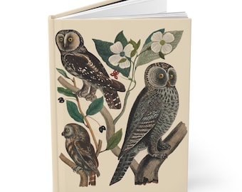 American Owls Hardcover Notebook - A5, Matte Finish with Lined Pages - Artistic Journal for Nature Lovers