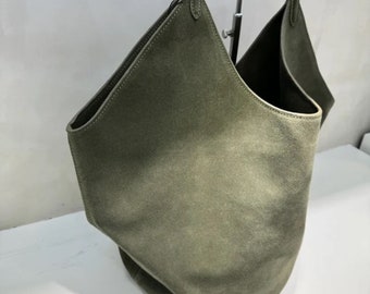 Bolso de hombro de ante para mujer, bolso de loto de ante, bolso de ante holgado, tote de gran capacidad, bolso de tela suave, bolso minimalista de moda