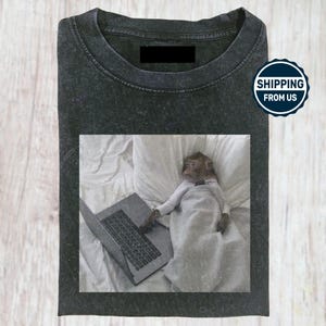 Lazy Monkey Comfort Colors Shirt, Cute Monkey Gift Shirt, Funny Meme Monkey Tee, Cute Animal Shirt, Fantasy Monkey Tee, Funny Gift