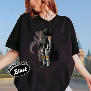 Camiseta Boba Fett con colores cómodos, camiseta gráfica de Star Wars, camiseta vintage de El Mandaloriano, regalo retro de Star Wars, camiseta de fan de Cazarrecompensas