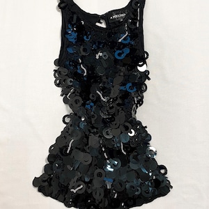 Vintage 90s Nicowa Sequin Top: Asymmetric Party Tank, S-M