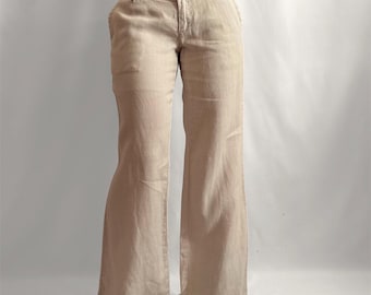 Miss Sixty Vintage Y2K 2000er Jahre Low Rise Bootcut Leinenhose