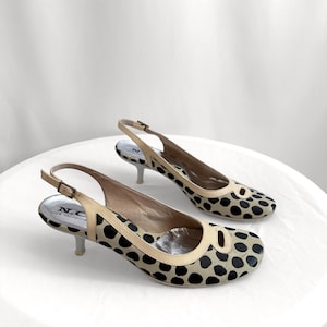 Vintage Polka Dot Kitten Heels / Y2K Italian Designer shoes / 37 size / made in Italy