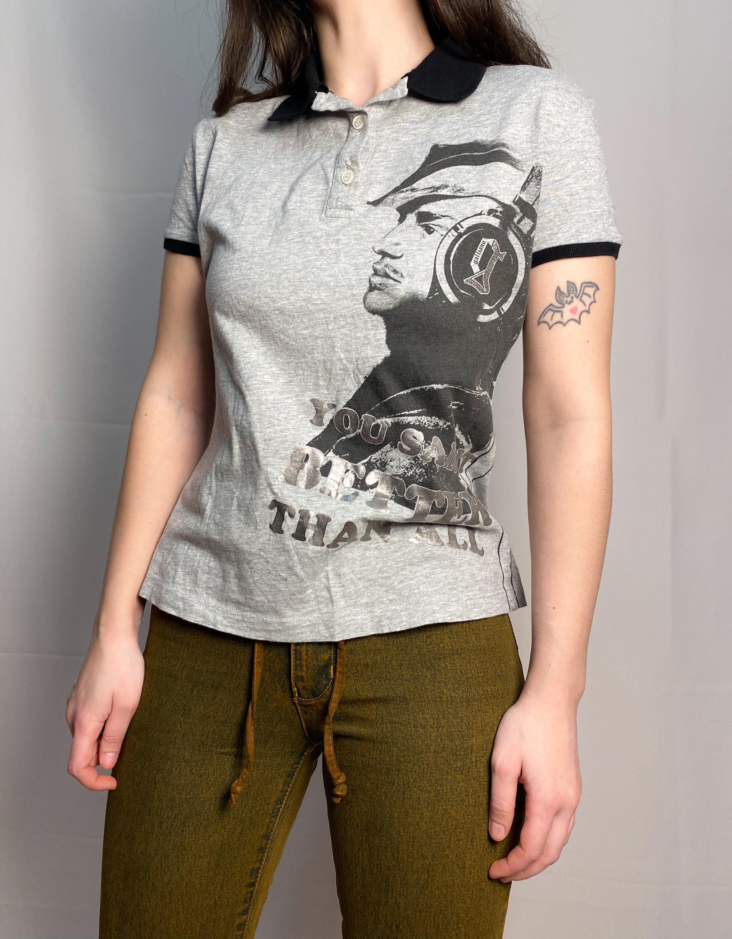John Galliano, vintage John Galliano T-shirt graphic print retro rare luxury tee 90s basic classic made in Italy retro top