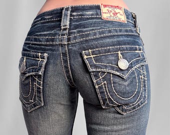 VINTAGE 2000s Y2K TRUE RELIGION Low Rise Waist Britney Blue Denim