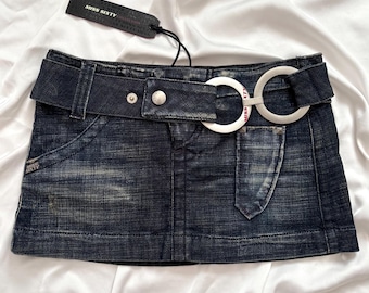 Jupe mini taille basse Miss Sixty vintage années 2000 avec ceinture