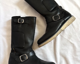 Bottes de moto G-Star Raw vintage en cuir noir