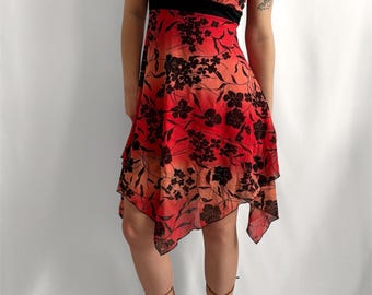 Robe Jane Norman vintage années 2000 à imprimé floral asymétrique