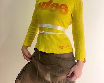 ミスシックスティMISS SIXTY 未使用タグ付きカットソー y2k グランジ Y2K Miss Sixty Mesh Back Tattoo Top Tiger Stripe Longsleeve