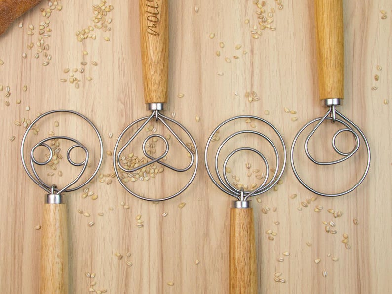 Custom Dough Whisk, Personalized Sourdough Whisk, Custom Engraved Danish Dough Whisk, Danish Dough Hook for Bread Making, Gifts for Baker image 1