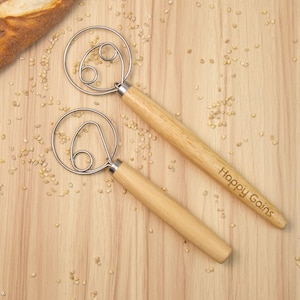 Custom Dough Whisk, Personalized Sourdough Whisk, Custom Engraved Danish Dough Whisk, Danish Dough Hook for Bread Making, Gifts for Baker image 2