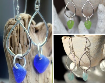 Sea Glass Earrings, Choose your colour, Genuine Sea Glass Jewelry, Seaglass earrings sterling silver, Mother's Day Gift, Nova Scotia gift
