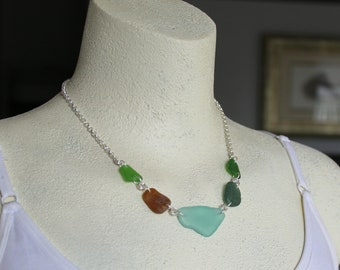 Sea Glass Necklace Sterling Silver, Beach Glass Necklace, Sea Glass Jewelry, Mother's Day Gift, Nova Scotia Gift, Upcycled Necklace, OOAK