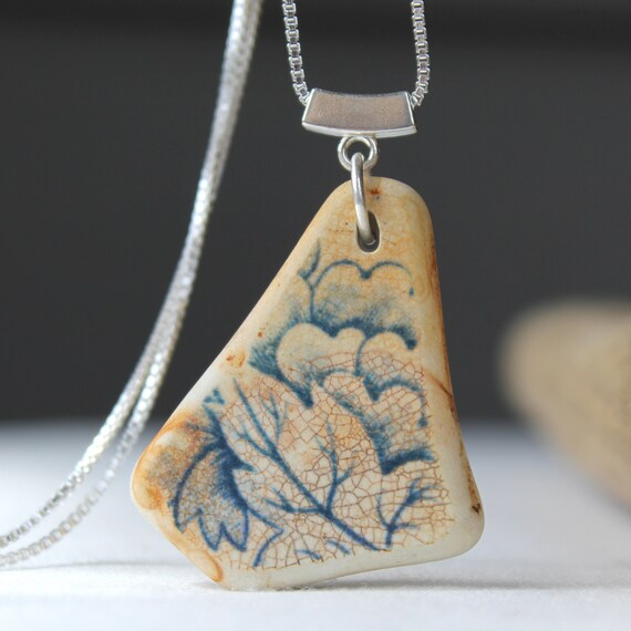 environmentally conscious gift beach pottery halifax upcycled jewelry nova scotia Sea pottery necklace sea glass jewelry