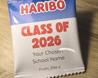 Envoltorios personalizados para caramelos Haribo / Recuerdos para la clase - caramelos no incluidos