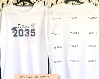 Class Of 2039 | Handprint | Grow With Me T-Shirt | School Starters Gift | First Day | Keepsake