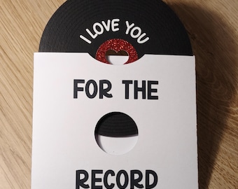 Personalised Vinyl Record Card - For The Record, I Love You Very Much - Handmade